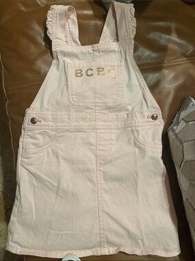 BCBG Light Pink Girls' 6X Overall Dress with Gold Logo